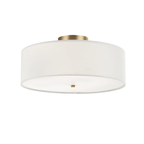 Globe Electric 60998 Kyle 2-Light Flush Mount Ceiling Light, Matte Brass, White Linen Shade 🍁 All In One Marketplace Canada