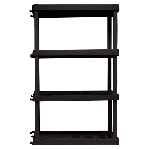 Koolatron Oscar Heavy Duty Plastic Storage Shelves- for Garage, Kitchen, Bathroom Basement, Kids Room, Toys,Stackable 4-Tier Black, Organizer Rack for Books Shoes, Pantry, Cleaning, Made in Canada 🍁 All In One Marketplace Canada