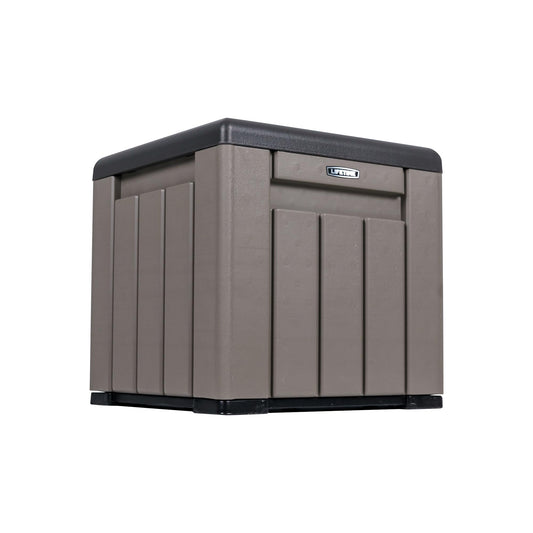 LIFETIME 25 Gallon Outdoor Storage Cube, Deckbox, Brown lid, Storage Box for Gardening Tools, Pool Supplies, Patio Furniture & More 🍁 All In One Marketplace Canada