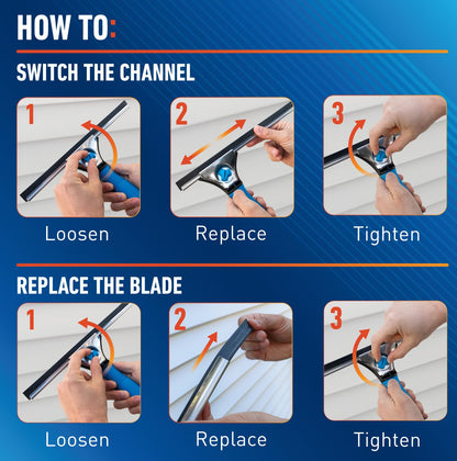 Unger Professional 18” EZ Change Window & Glass Cleaning Squeegee - Streak Free Results, Clean Large and Small Windows, with 12” Channel 🍁 All In One Marketplace Canada
