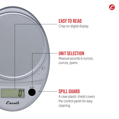 Escali Primo Digital Food Scale Multi-Functional Kitchen Scale and Baking Scale for Precise Weight Measuring and Portion Control, 8.5 x 6 x 1.5 inches, Chrome 🍁 All In One Marketplace Canada