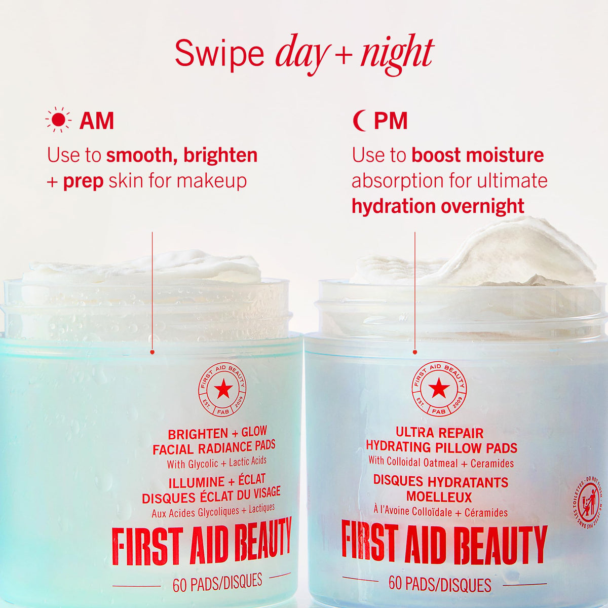 First Aid Beauty - Facial Radiance Pads with Glycolic & Lactic Acids, Daily Exfoliating Pads with AHA, Visibly Smaller Pores, Help Tone & Brighten Skin, One-Step Makeup Prep, Compostable, 28 🍁 All In One Marketplace Canada