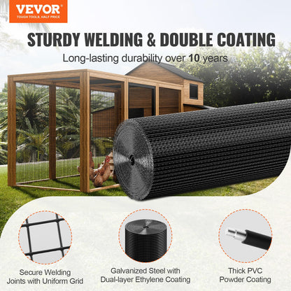 VEVOR Hardware Cloth, 48'' x 50' Galvanized Wire Mesh Roll, 19 Gauge Chicken Wire Fence Roll, Vinyl Coating Metal Wire Mesh for Chicken Coop Barrier, Rabbit Snake Fences, Poultry Enclosures 🍁 All In One Marketplace Canada