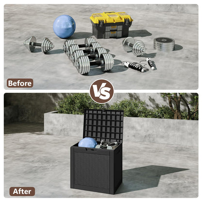 Ceecysaa Rattan-Style 30 Gallon Deck Box Outdoor, Waterproof Storage Box, Black 🍁 All In One Marketplace Canada