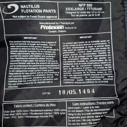Nautilus Pro Series Insulated Survival Flotation Pants 3XL Made in Canada!