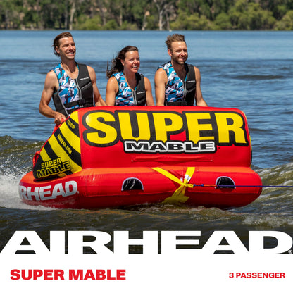 Airhead Super Mable, 1-3 Rider - Inflatable Towable Tube for Boating and Water Sports, Heavy Duty Full Nylon Cover & Zipper with EVA Foam Padding, Easy Inflating & Deflating 🍁 All In One Marketplace Canada