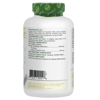 Benemax Health & Wellness PLANT BASED BORAGE OIL, 120 Softgels