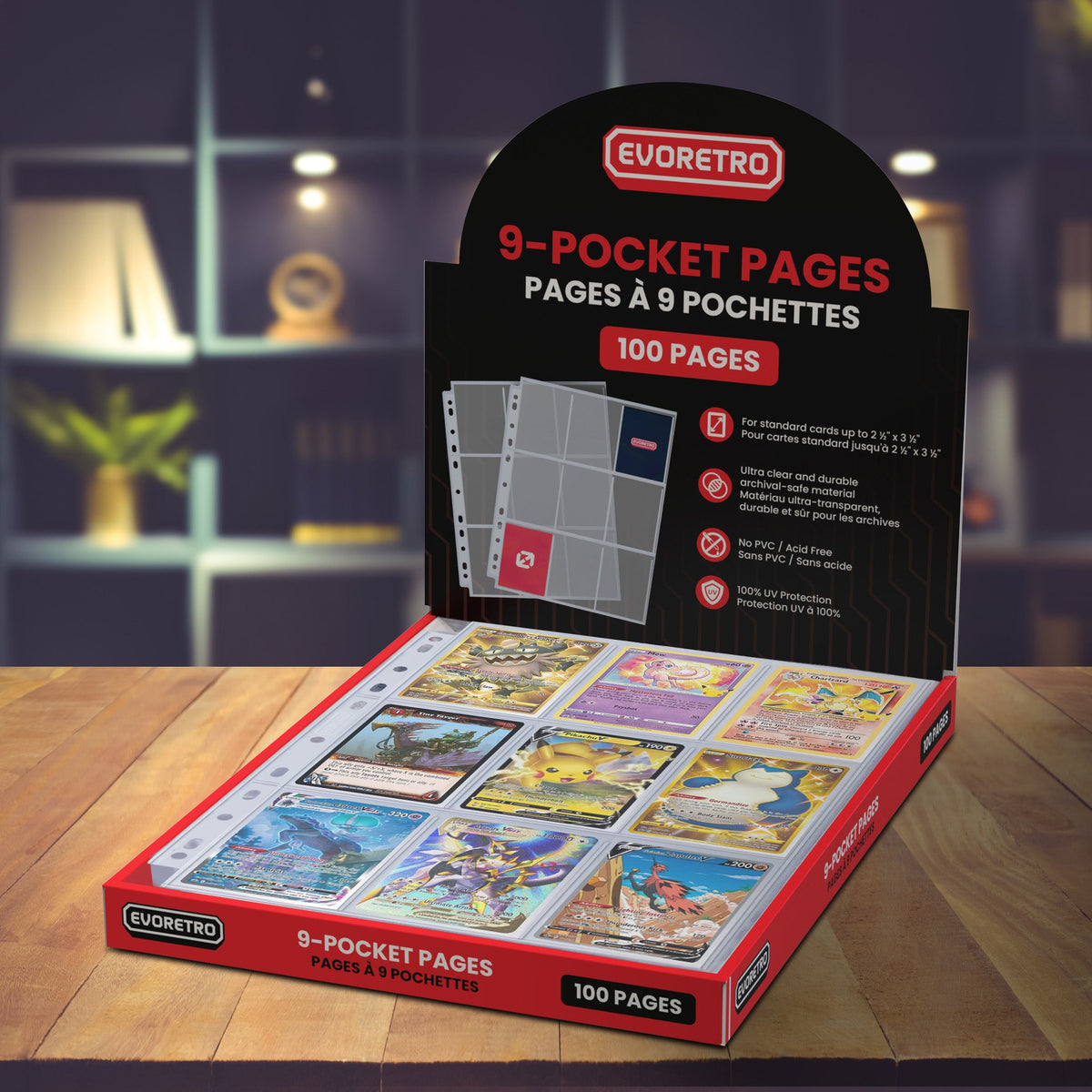 9 Pocket Binder Pages for Trading Cards – 100 Pack