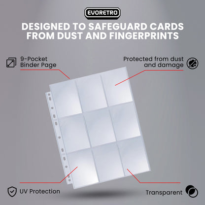 9 Pocket Binder Pages for Trading Cards – 100 Pack