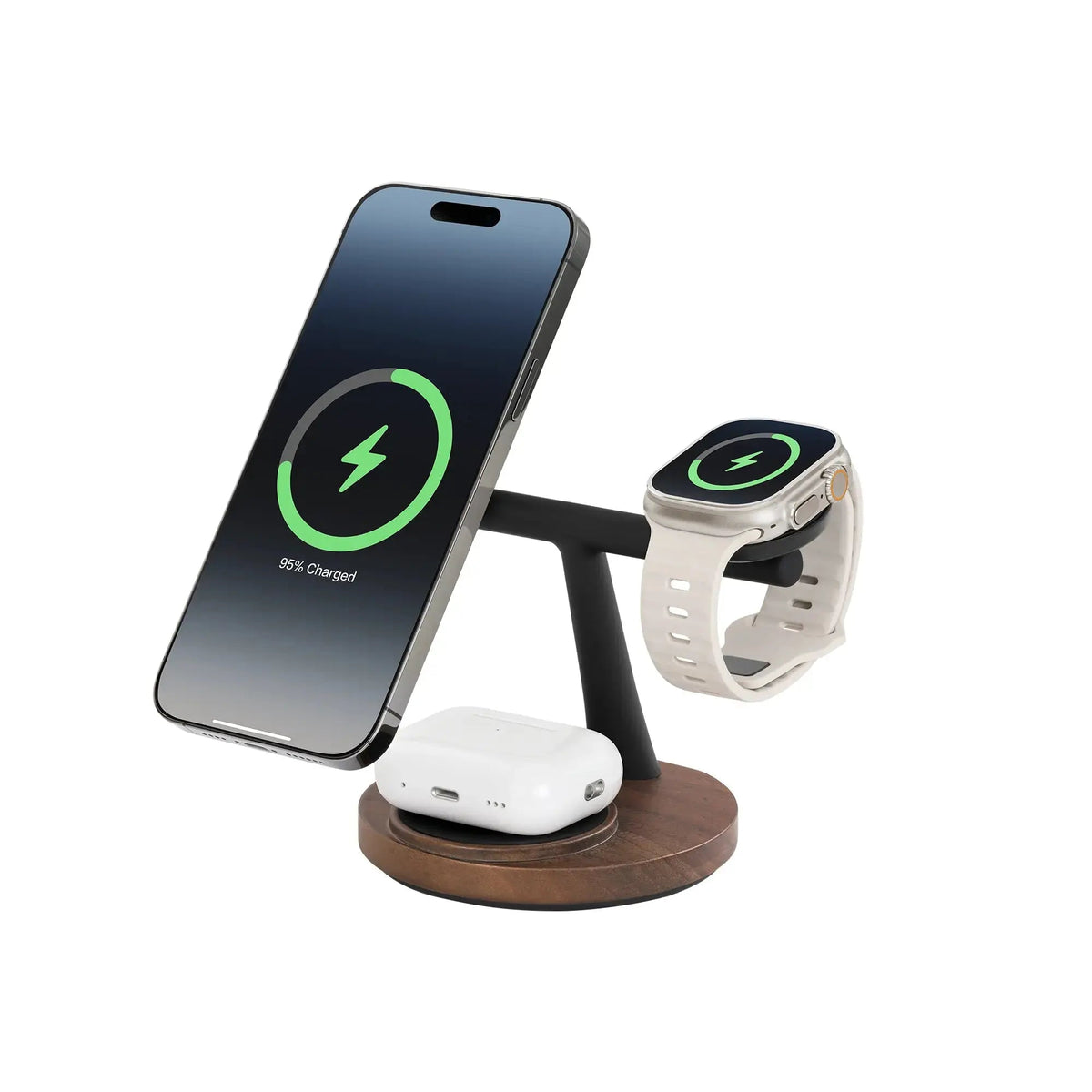 ZenStand 3-in-1 Wood MagSafe-compatible Wireless Charging Stand