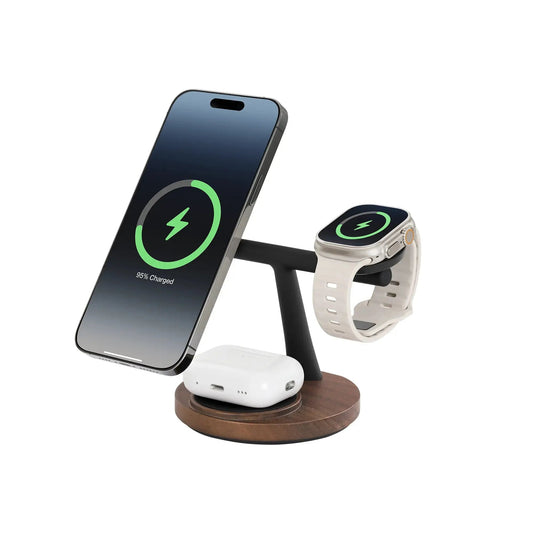 ZenStand 3-in-1 Wood MagSafe-compatible Wireless Charging Stand