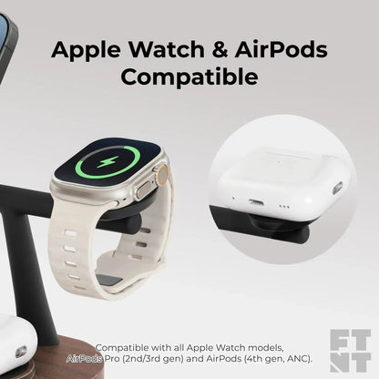 ZenStand 3-in-1 Wood MagSafe-compatible Wireless Charging Stand