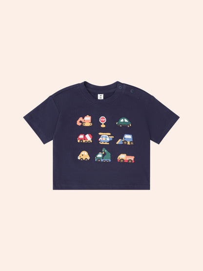 Construction Tee | Navy | Huxbaby