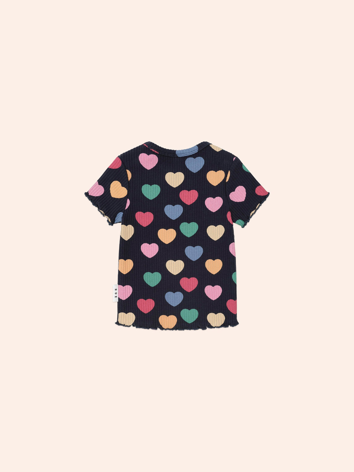 Multi Hearts Rib Tee  Set | Navy | Huxbaby