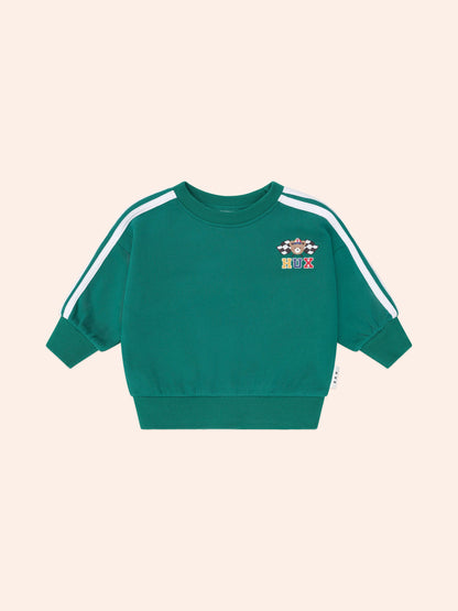 Racer Stripe Sweatshirt | Emerald | Huxbaby
