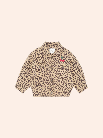 Very Cherry Leopard Print Denim Jacket | Animal | Huxbaby
