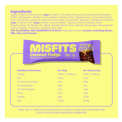 Misfits PLANT BASED PROTEIN BARS, 15 Bars/Box