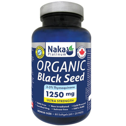 Naka ORGANIC BLACK SEED 1250mg, 80 Softgels