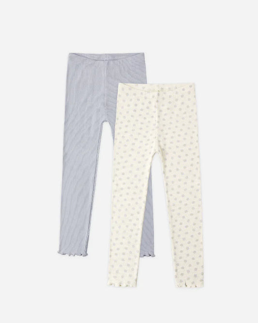 Ribbed Legging Set | Natural & Periwinkle | Rylee & Cru