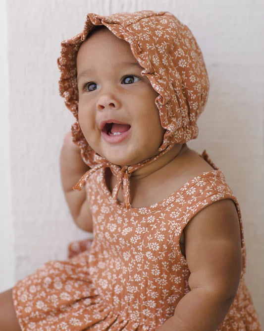 Woven Ruffle Bonnet | Poppy Floral | Quincy Mae