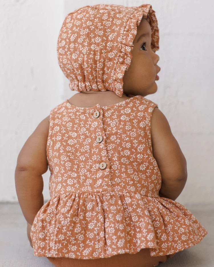 Woven Ruffle Bonnet | Poppy Floral | Quincy Mae