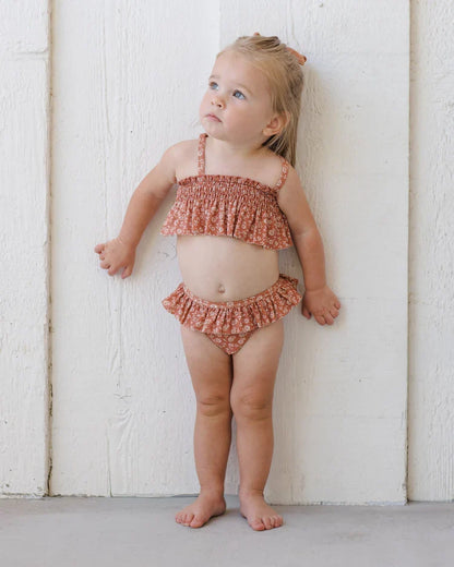 Smocked Ruffle Bikini | Poppy Floral | Quincy Mae