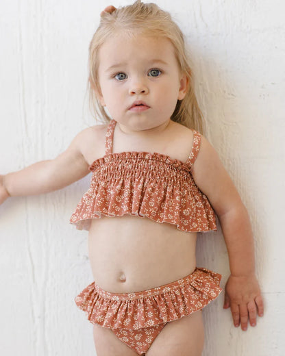 Smocked Ruffle Bikini | Poppy Floral | Quincy Mae