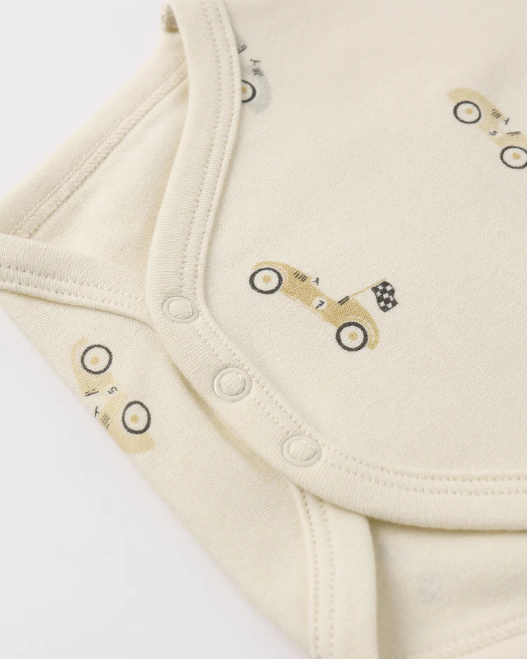 Short Sleeve Bodysuit Pack | Race Car, Oat Micro Stripe | Quincy Mae