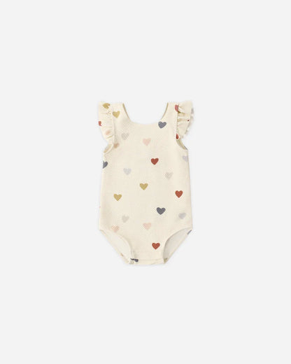 Scoop Back One-Piece Swimsuit | Confetti Hearts | Quincy Mae