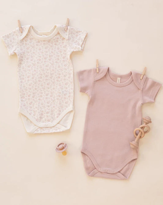 Short Sleeve Bodysuit Pack | Ditsy, Blush | Quincy Mae