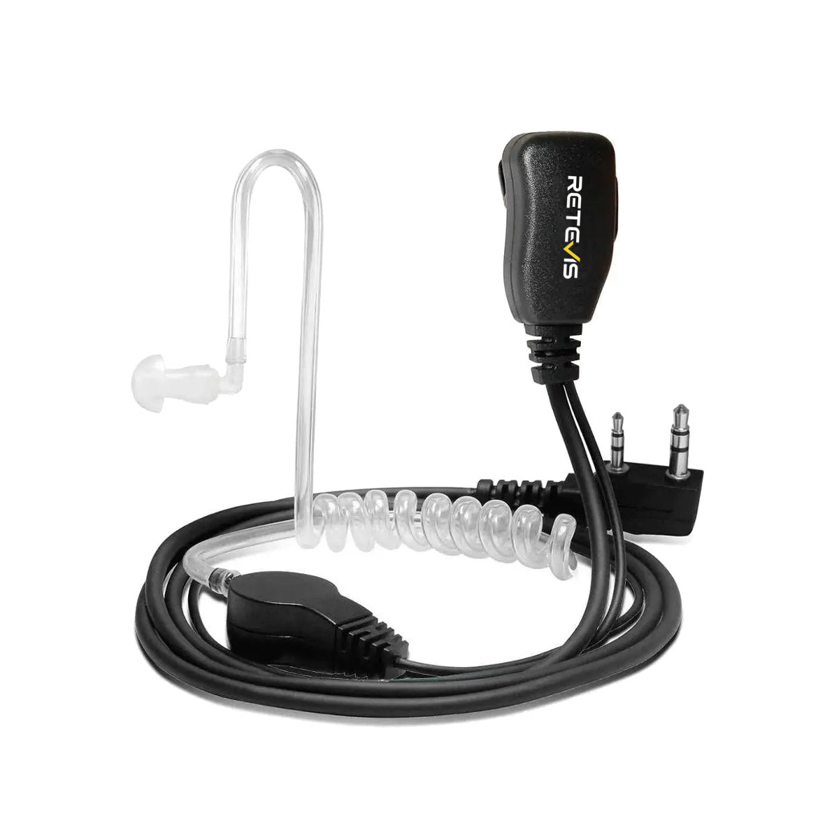 Retevis 2-Pin Covert Acoustic Tube Earpiece with PTT Mic (Secret Service Style)