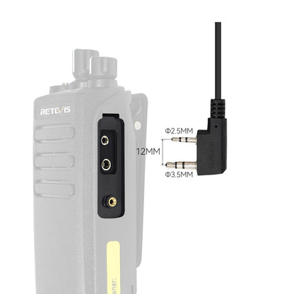 Retevis 2-Pin Covert Acoustic Tube Earpiece with PTT Mic (Secret Service Style)