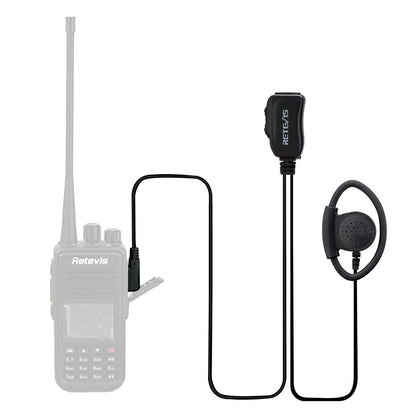 Retevis EEK012 Adjustable D-Shape Earpiece with PTT Mic (2-Pin)