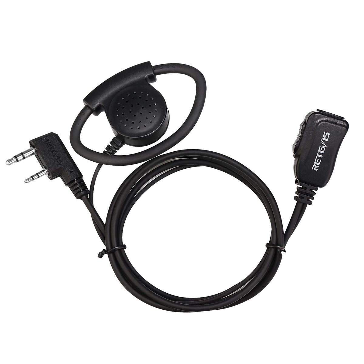 Retevis EEK012 Adjustable D-Shape Earpiece with PTT Mic (2-Pin)