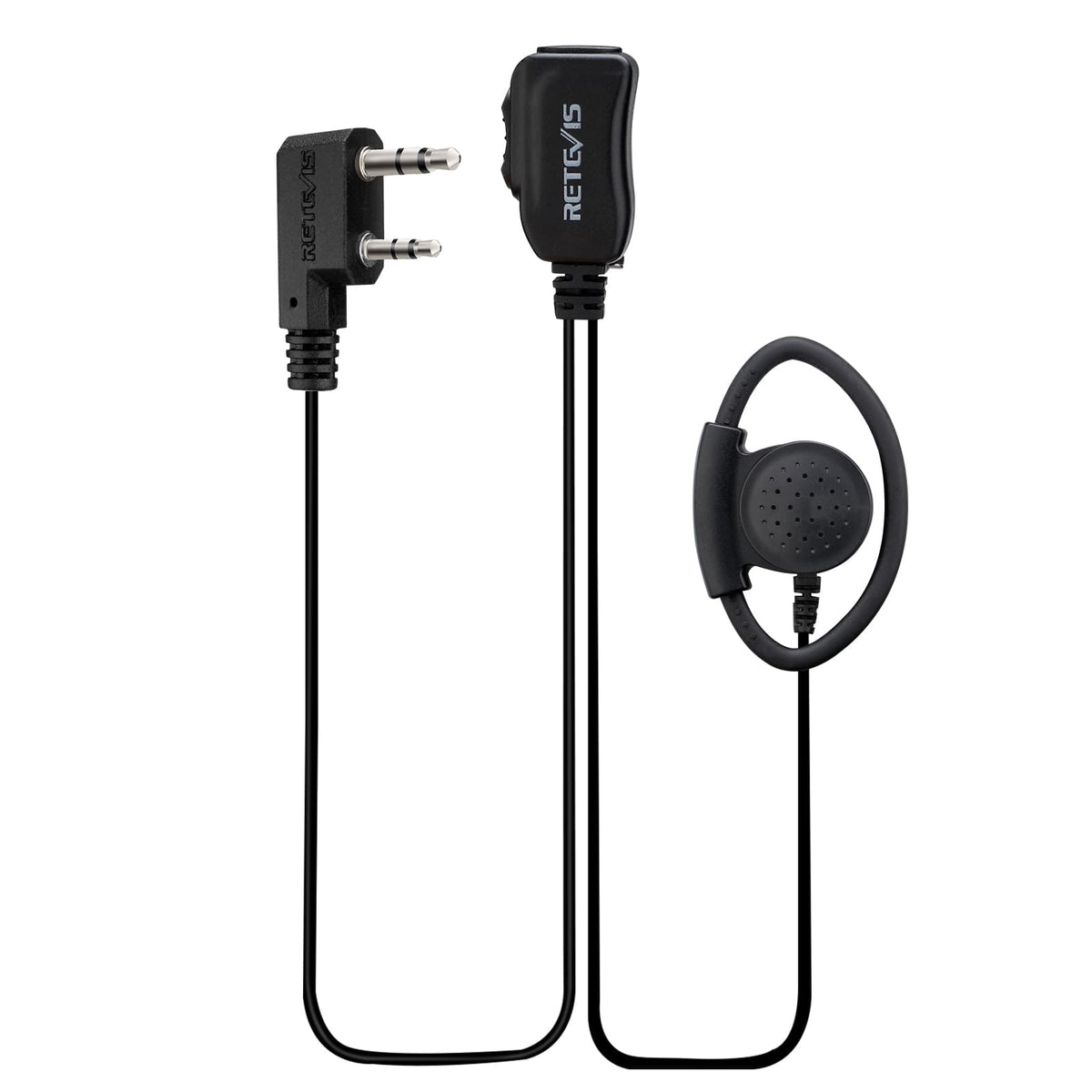Retevis EEK012 Adjustable D-Shape Earpiece with PTT Mic (2-Pin)