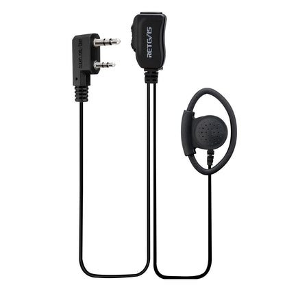 Retevis EEK012 Adjustable D-Shape Earpiece with PTT Mic (2-Pin)