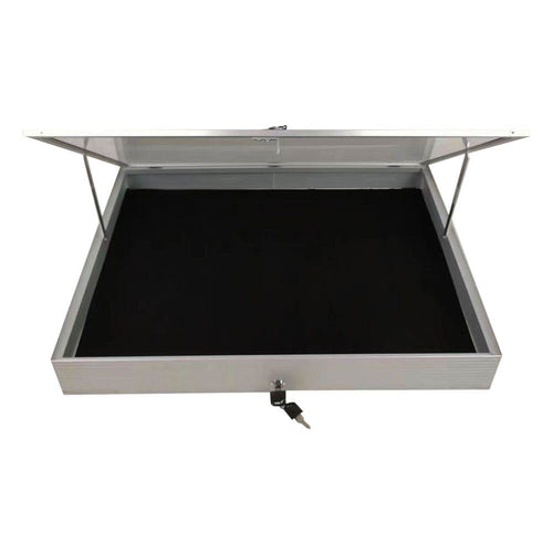 EVORETRO Lockable Display Case 36 x 24 x 4" Silver– Secure Showcase for Collectibles