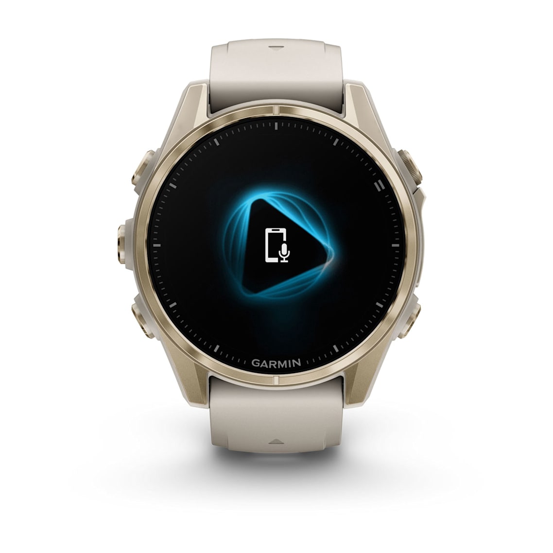 Fēnix® 8 – 43 mm AMOLED Soft Gold with Fog Gray/Dark Sandstone Band