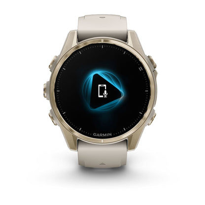 Fēnix® 8 – 43 mm AMOLED Soft Gold with Fog Gray/Dark Sandstone Band