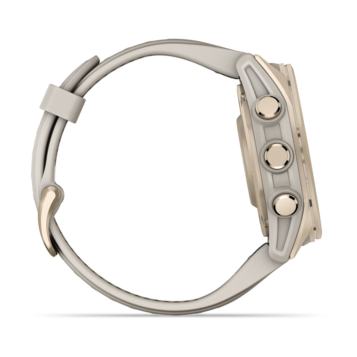 Fēnix® 8 – 43 mm AMOLED Soft Gold with Fog Gray/Dark Sandstone Band