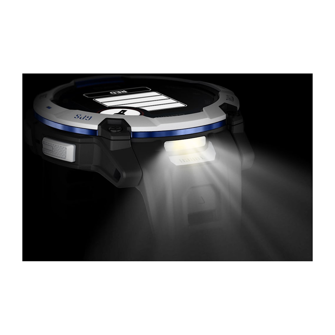 Instinct® 3 – 50 mm, Solar Whitestone with Black/Bolt Blue Band
