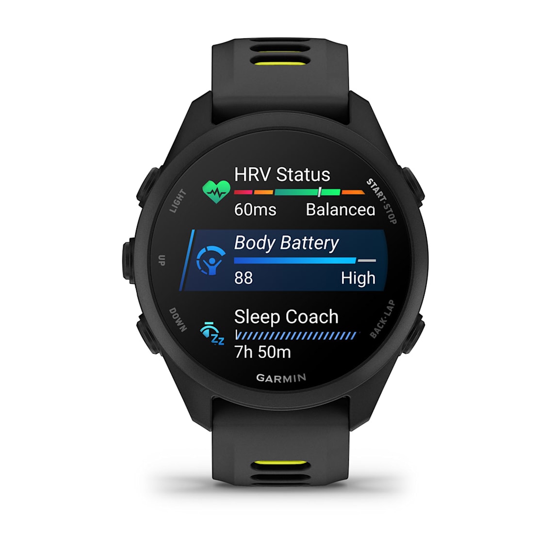 Forerunner® 170 Music Black with Black/Amp Yellow Band