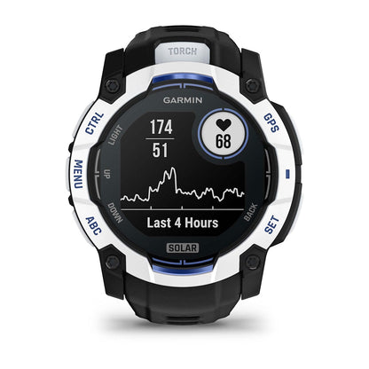 Instinct® 3 – 50 mm, Solar Whitestone with Black/Bolt Blue Band