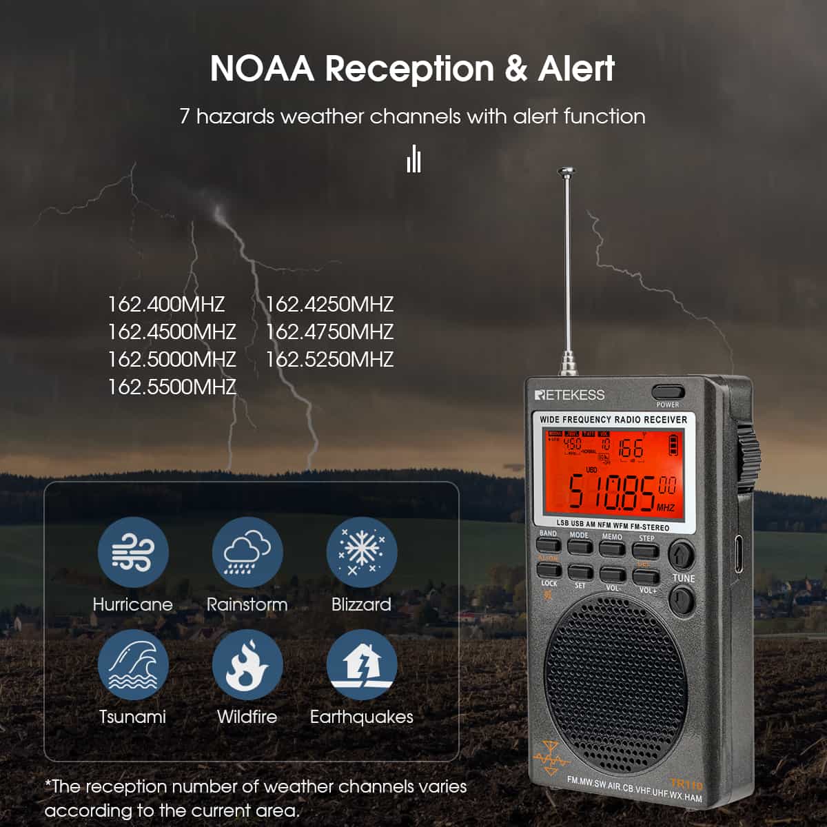 Retekess TR110 FM / MW / SW / USB / AIR / CB / VHF/ NOAA / UHF Portable Full Band Digital Radio Scanner