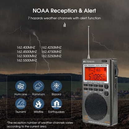Retekess TR110 FM / MW / SW / USB / AIR / CB / VHF/ NOAA / UHF Portable Full Band Digital Radio Scanner