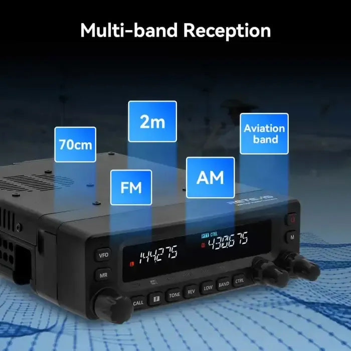 Retevis MA1 50W Dual Band Mobile Ham Radio w/ Wide-Band Receive