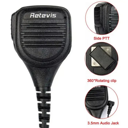 Retevis RS-112 HK003 Heavy-Duty Speaker Mic (IP54 Weatherproof, K1 Plug) - C9050A