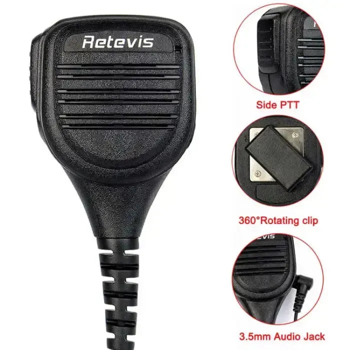 Retevis RS-112 HK003 Heavy-Duty Speaker Mic (IP54 Weatherproof, K1 Plug) - C9050A
