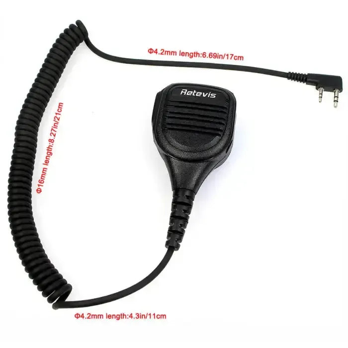 Retevis RS-112 HK003 Heavy-Duty Speaker Mic (IP54 Weatherproof, K1 Plug) - C9050A
