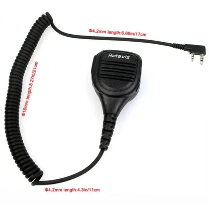 Retevis RS-112 HK003 Heavy-Duty Speaker Mic (IP54 Weatherproof, K1 Plug) - C9050A